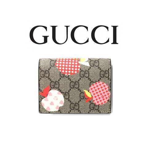 完売注意 ☆Gucci☆ LES POMMES 二つ折り財布 BEIGE/EBONY♪ (GUCCI