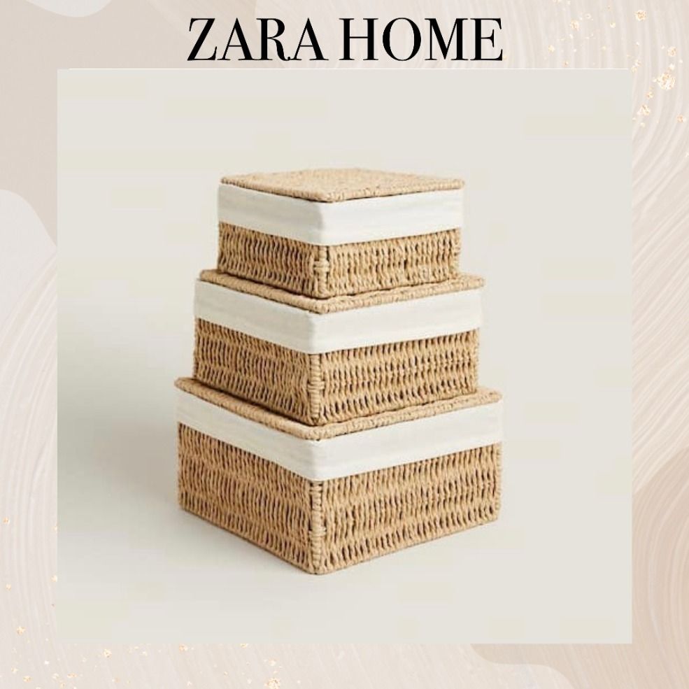 ZARA HOME】ファブリックライナー バスケット Mサイズ (ZARA