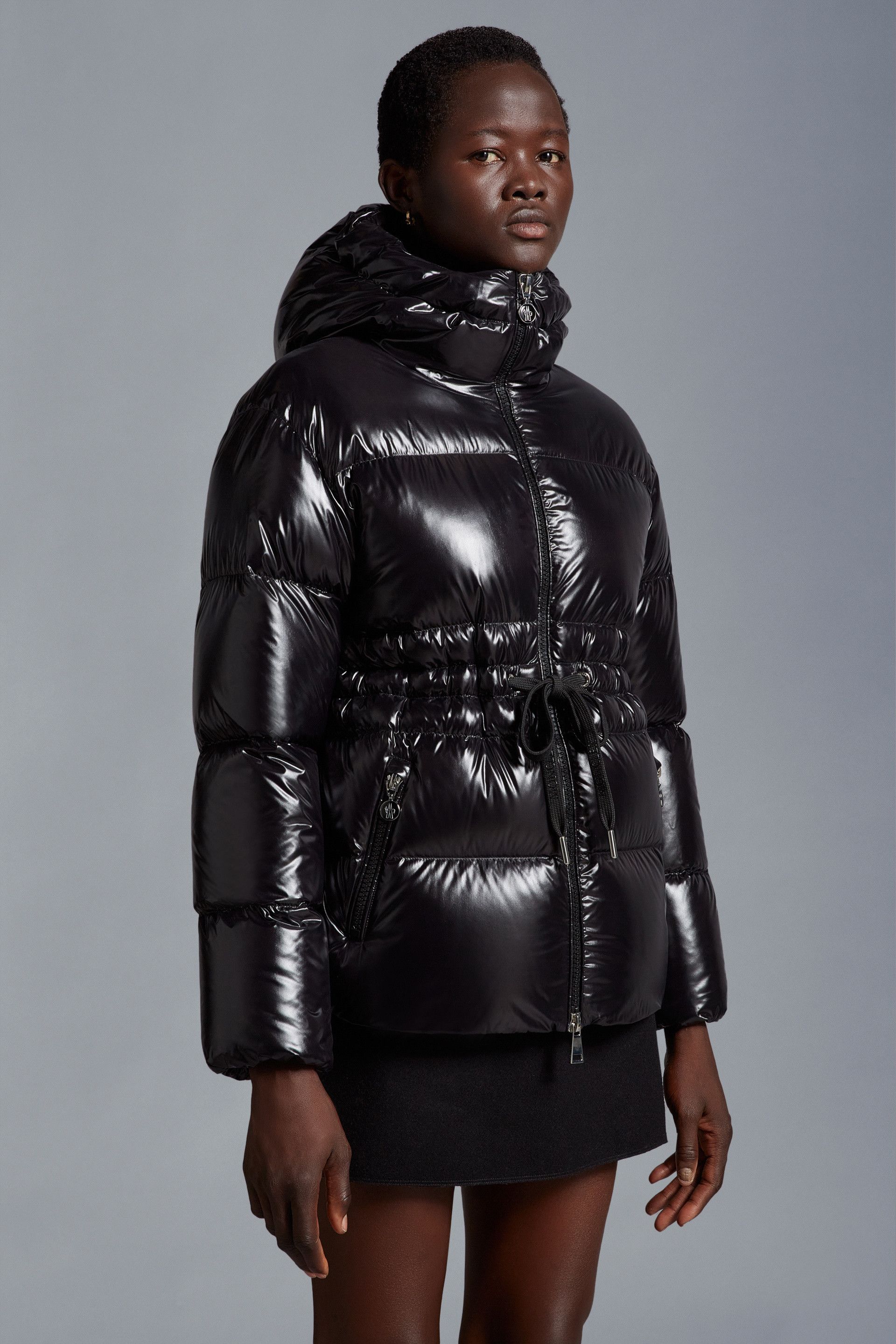MONCLER☆ALETE フードロゴ ダウンジャケット BLACK Black Alete Hooded Short Down Jacket - Short Down Jackets