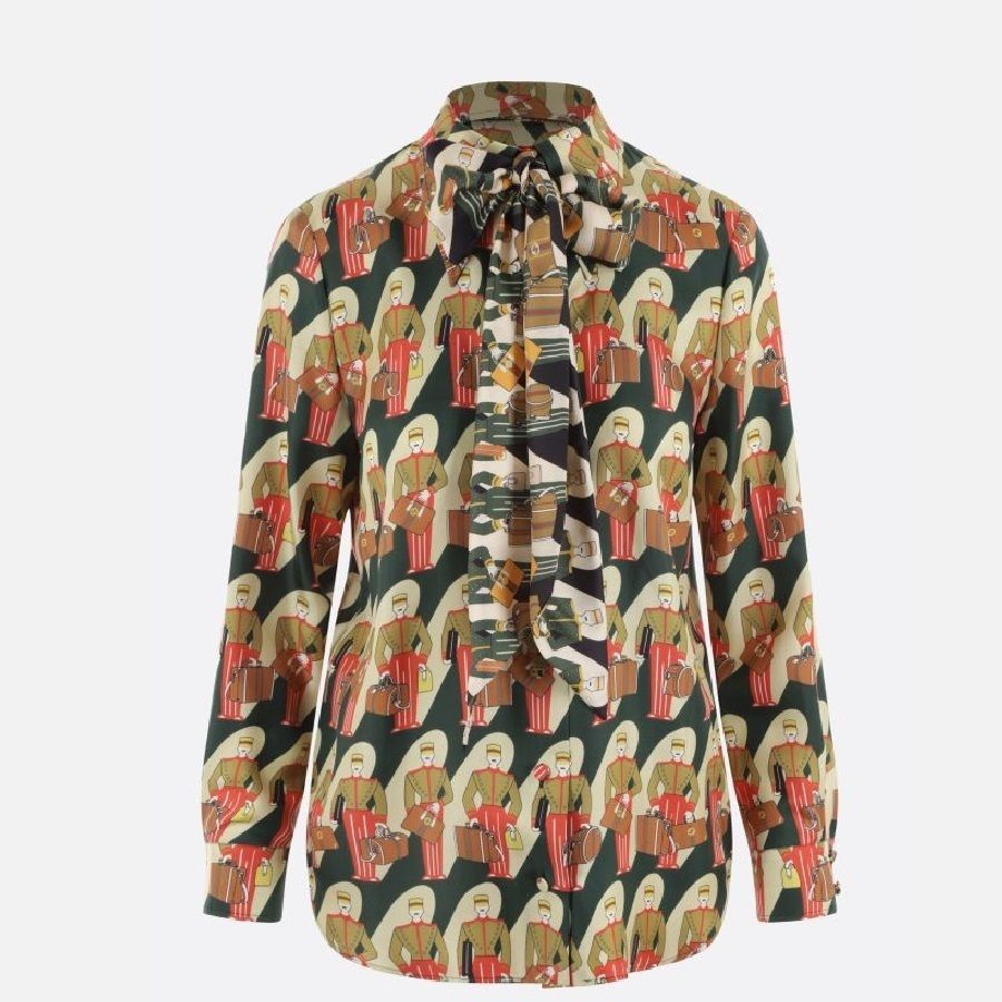 GUCCI PORTER GUCCI PRINT SILK SHIRT 関税込 (GUCCI/ブラウス