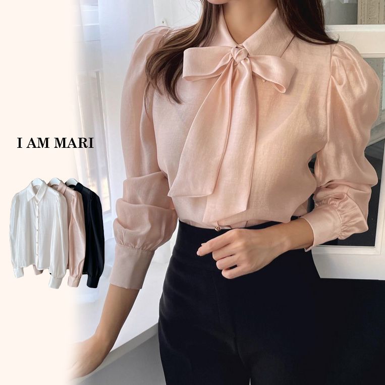 I AM MARI】フェミニン 襟カラー ボウタイ リボン ブラウス◇ (I