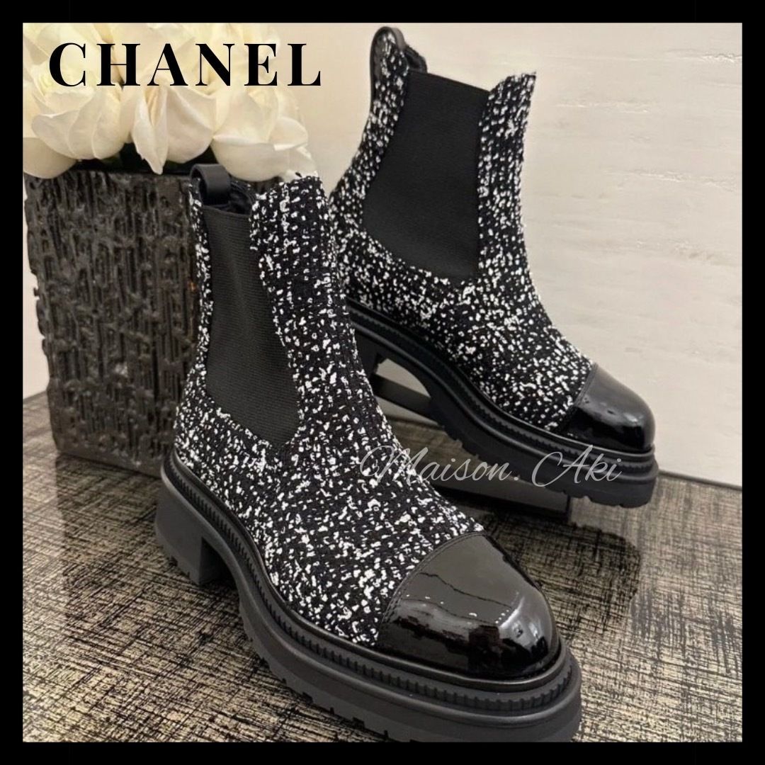 ツイードで足元が一気におしゃれに♪ CHANEL サイドゴアブーツ (CHANEL ...