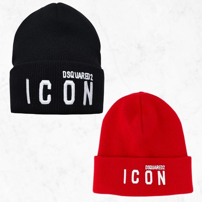 DSQUARED2】ICON ビーニー帽 ニット帽 ユニセックス ロゴ (D SQUARED2