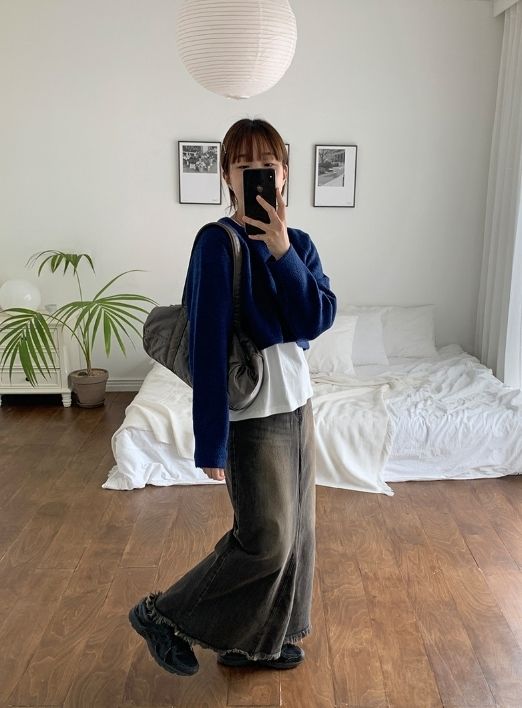 【BAON】Dilpin Fringe Washing Denim Skirt BAON】Dilpin Fringe Washing Denim Skirt (BAON/スカート