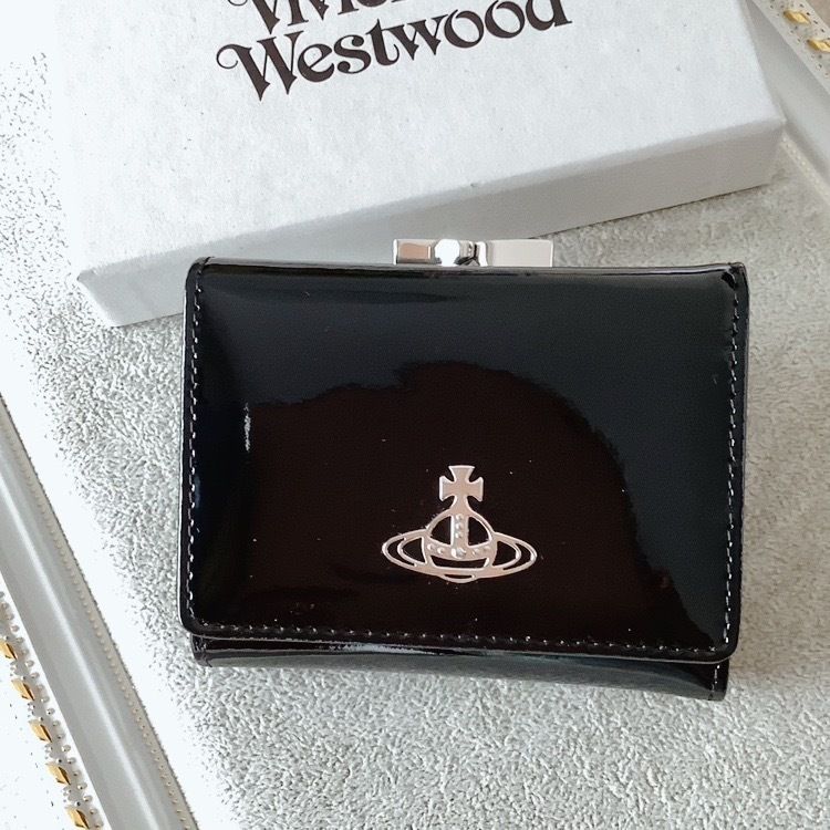 関税送料無 Vivienne Westwood 口金三つ折り財布 SHINY PATENT 