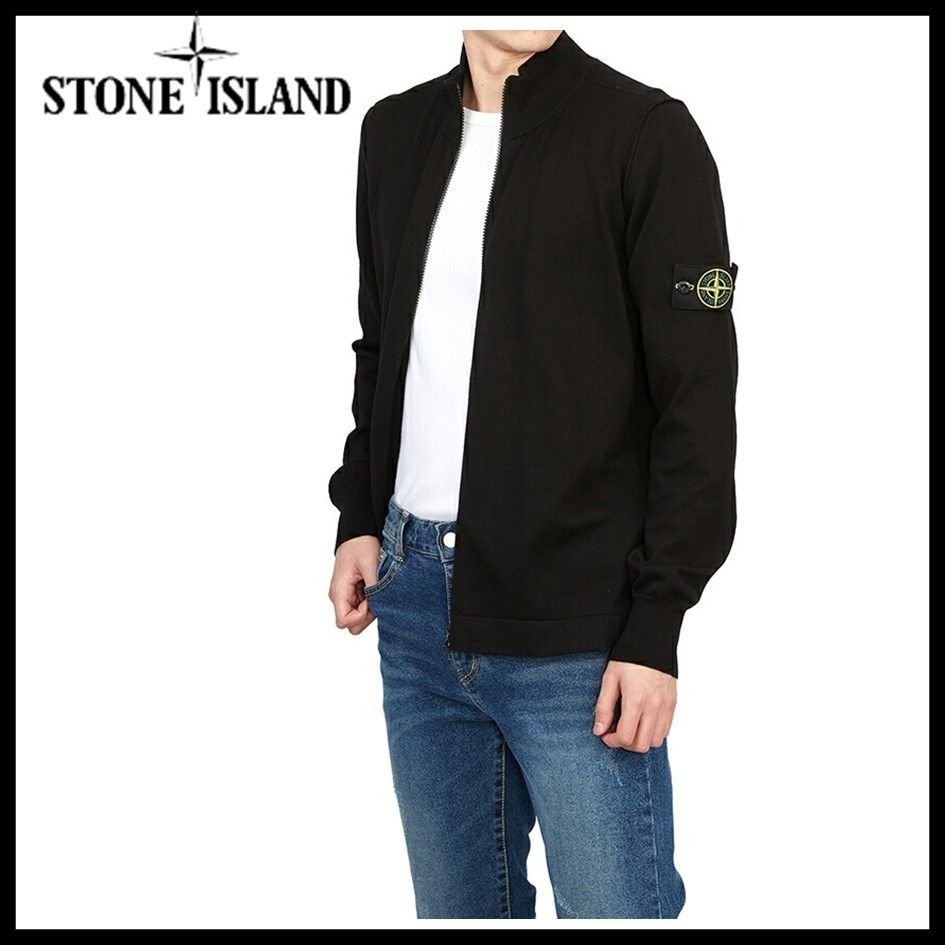 STONE ISLAND】ジップアップカーディガン ブラック M (STONE ISLAND