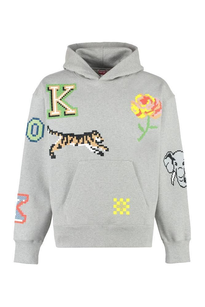 関税送料込☆KENZO ピクセル オーバーサイズ パーカー グレー