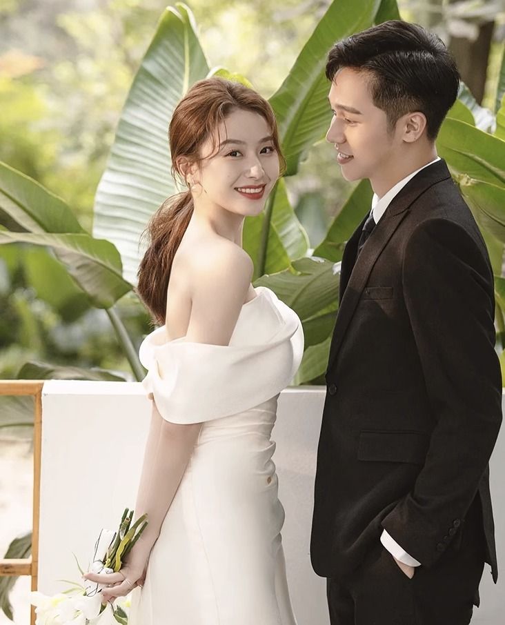 ウェディングドレス ロング丈 無地 レトロ シンプル 結婚式 韓国
