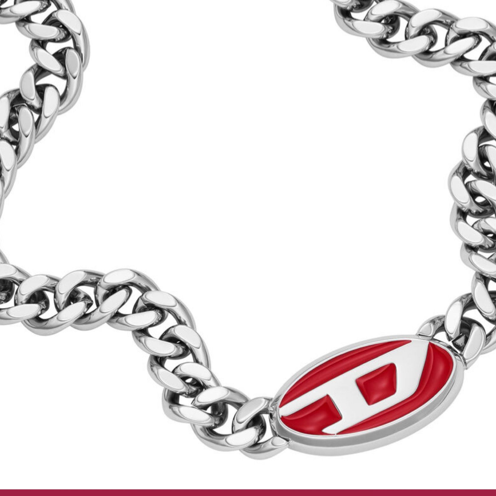 DX1446 Red enamel chain necklace｜シルバー｜ウィメンズ｜DIESEL