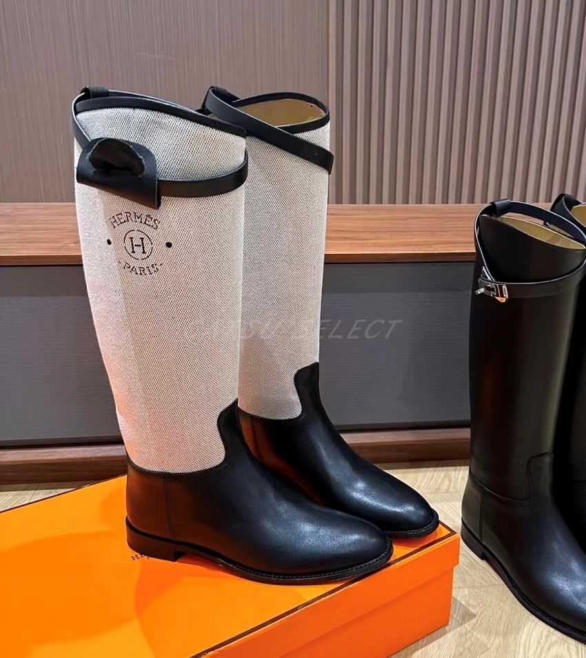 エルメス HERMES ブーツ ロングブーツ カーフレザー ヒール シューズ