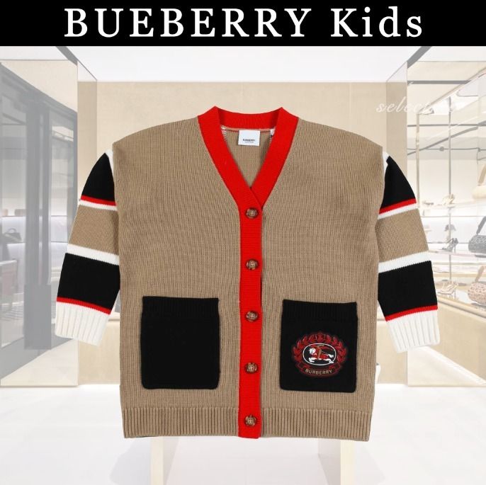 関税込☆バーバリー キッズ チェック ニット カーディガン (Burberry