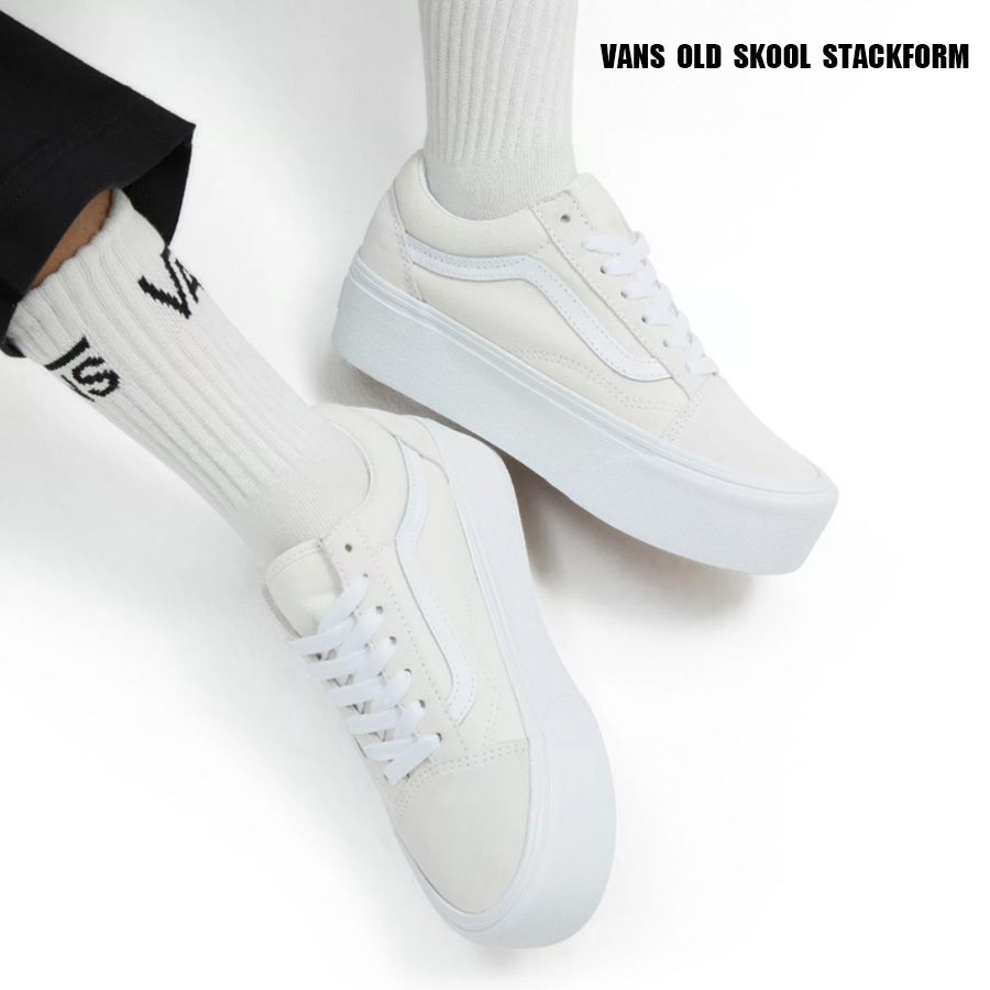 VANS☆OLD SKOOL STACKFORM☆厚底☆兼用☆MARSHMALLOW (VANS