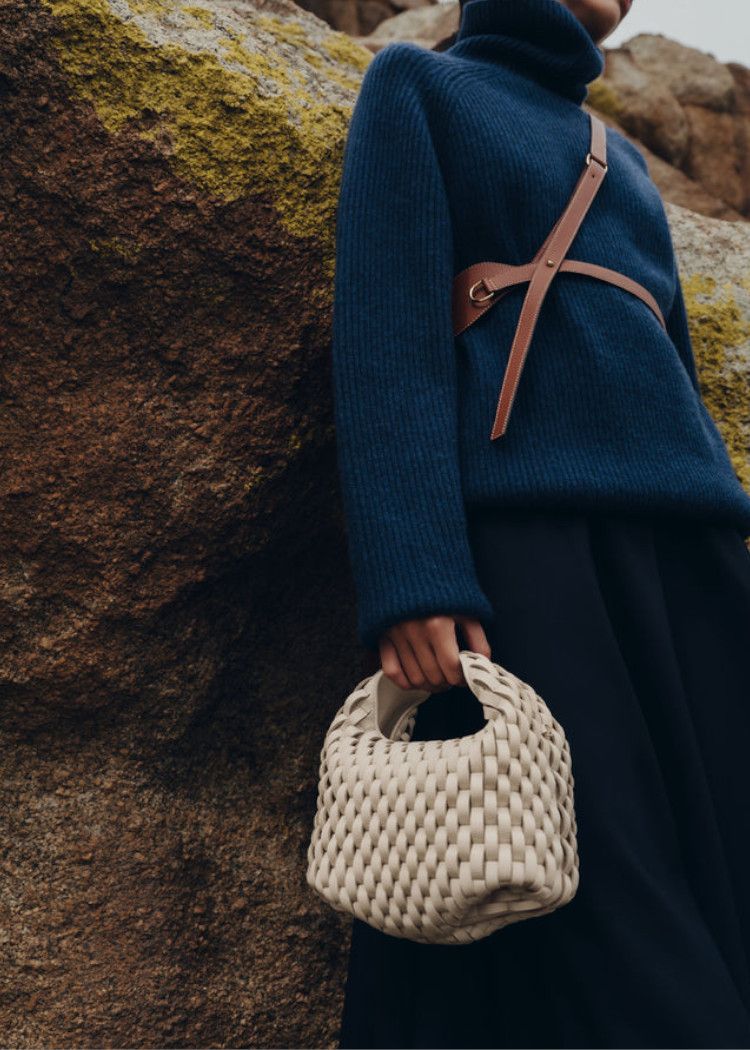 POLENE ポレーヌ Beri Alpaga Wool ウール ショルダーバッグ Polène | Bag - Béri Chain - Textured Black