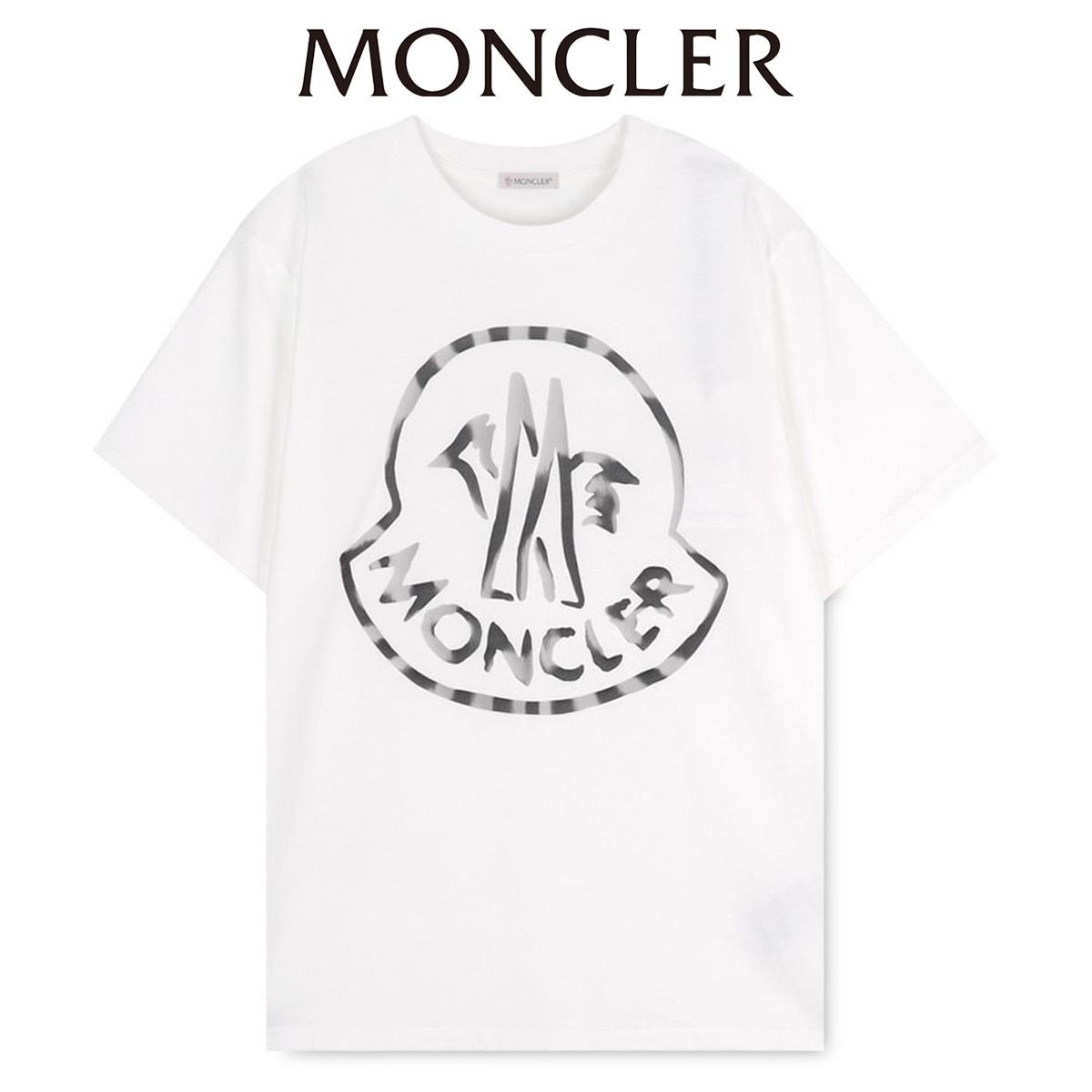 MONCLER メタリックロゴ ラウンドネック Tシャツ 半袖 綿100 ...