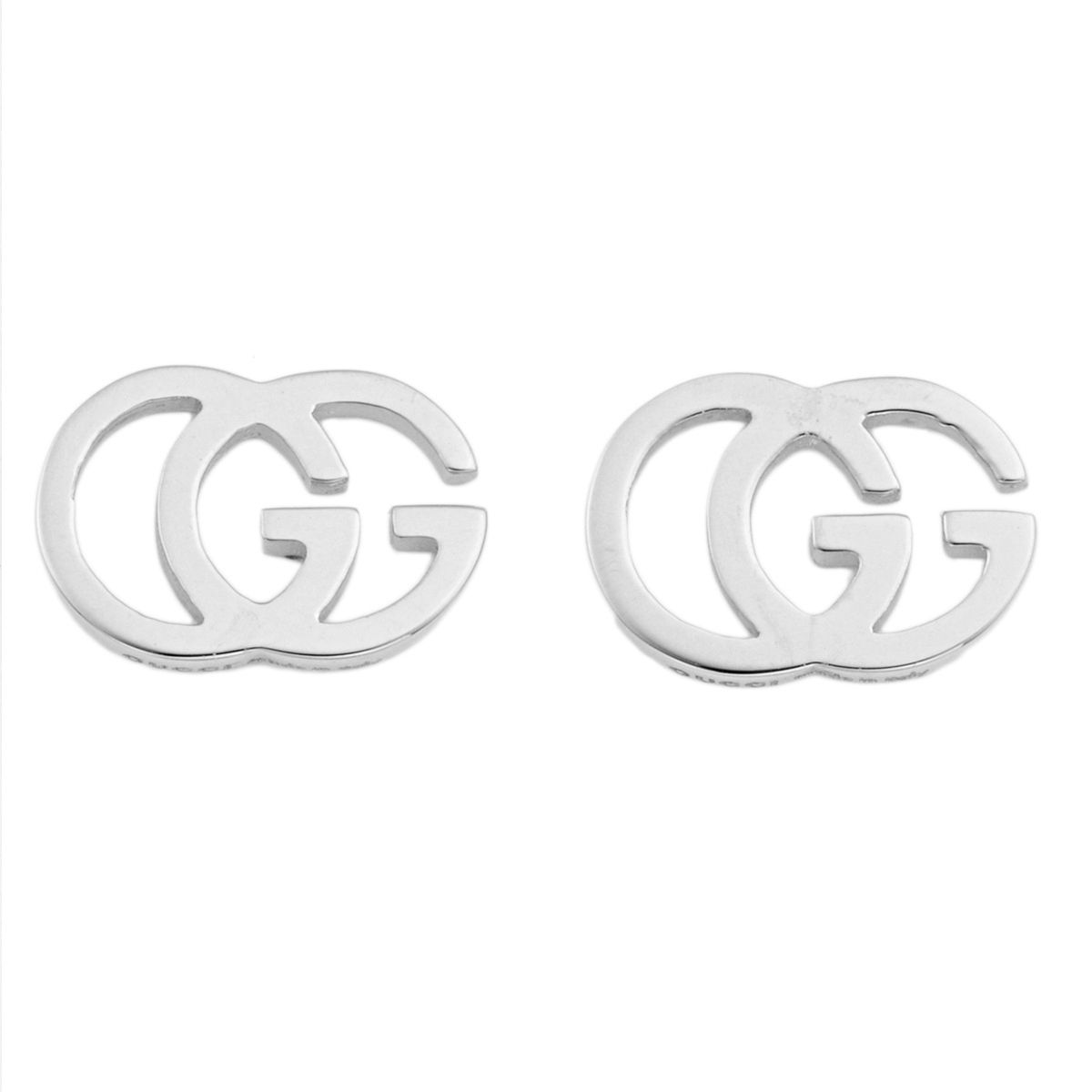 GUCCI ホワイトゴールド ロゴピアス ケース付き