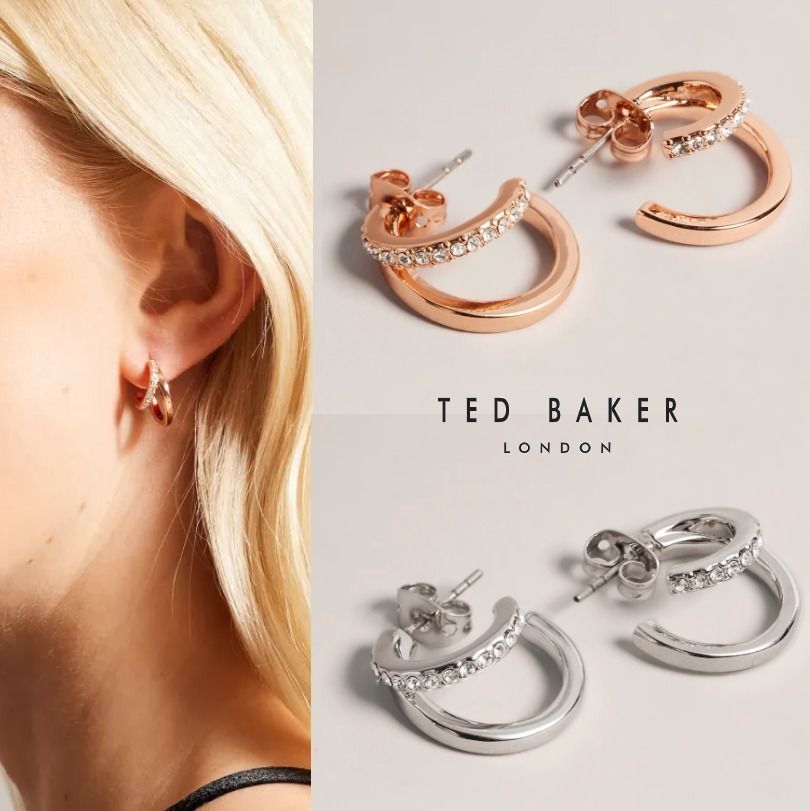 TED BAKER】Helias Crystal Double Huggie フープピアス (TED
