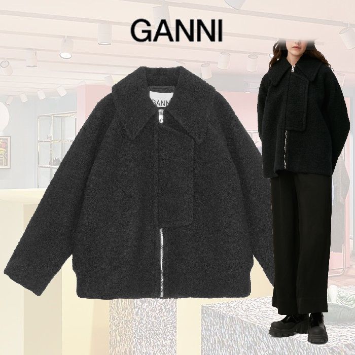 ガニー◇GANNI◇ブークレ ウールブレンド ジャケット ブラック (Ganni