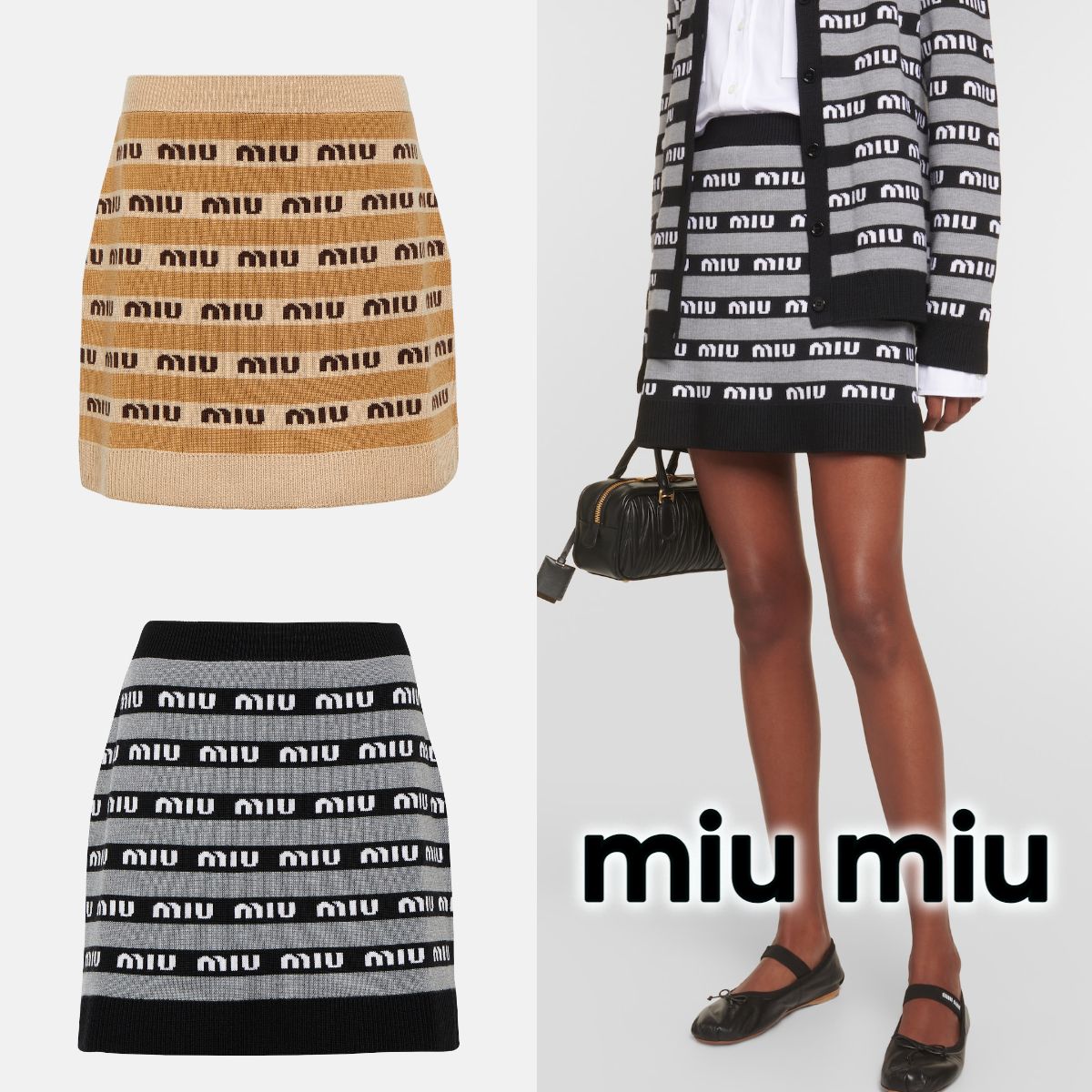 miu miu＊ジャカードミニスカート ロゴボーダー (MiuMiu/ミニスカート