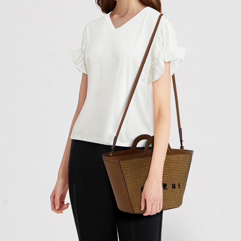 ★送料関税込★MARNI ハンドバッグ TROPICALIA かごバッグ 送料関税込☆MARNI☆TROPICALIA BAG スモール バッグ☆ブラウン