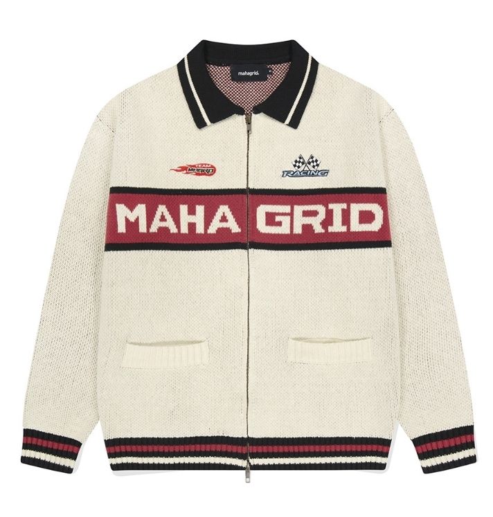 mahagrid】23FW☆ RACING ZIP-UP KNIT CARDIGAN (mahagrid