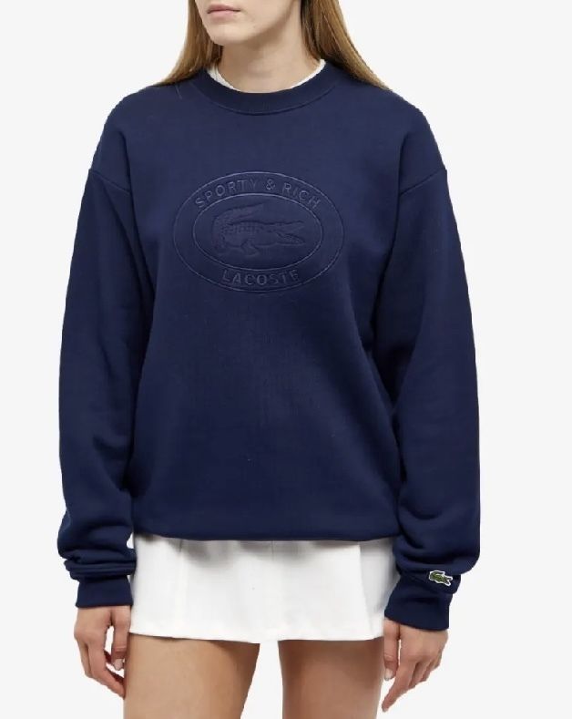 SPORTY & RICH × LACOSTE ネイビー スウェット