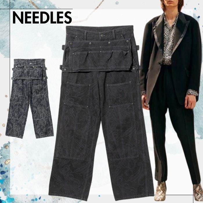 国内即発【Needles】APRON PANT - 10OZ DENIM / PAISLEY JQ. (Needles