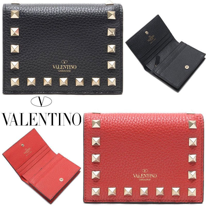 VALENTINO ☆ ヴァレンティノ ロックスタッズ 小銭付 財布 ...