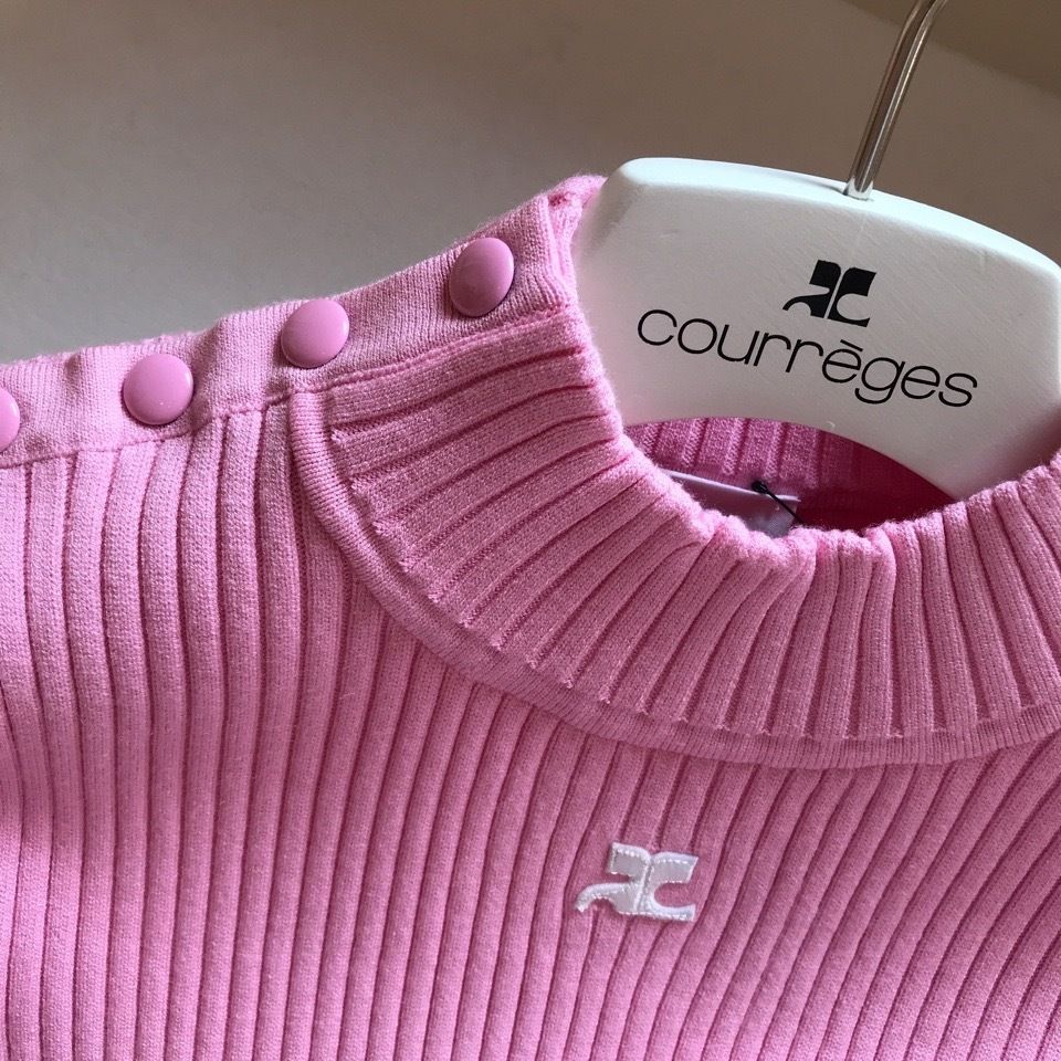 courreges tops クレージュ トップス 半袖 ニット ピンク