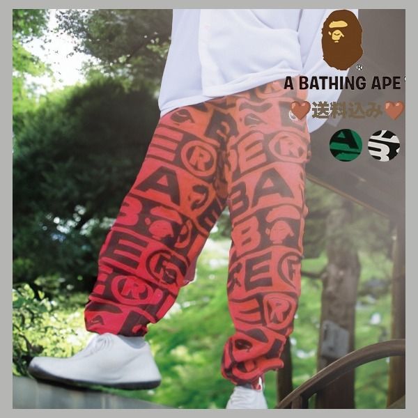 A BATHING APE】人気LUX SPORT PATTERN OVERSIZED SWEAT PANTS (A ...