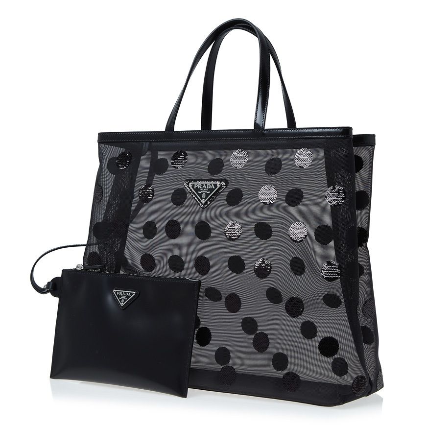 PRADA》 1BG416 2DZ9 F0002 ポルカ DOT メッシュ トートバッグ