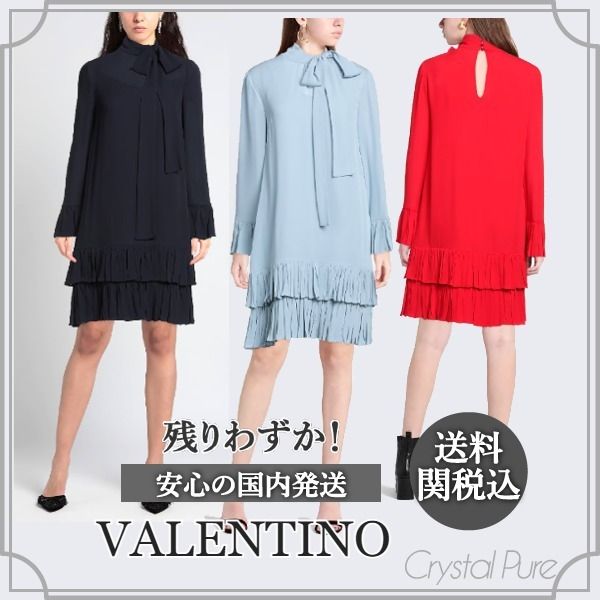 VALENTINO】リボンタイ フリル ミニワンピース【送料関税込