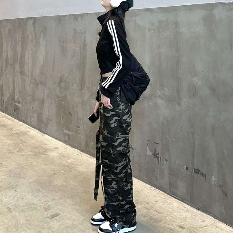 韓国 セットアップ ジャージ 迷彩柄 パンツ カモフラージュ