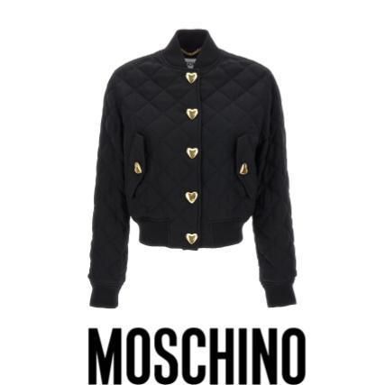 モスキーノ FW23 ハートボタンボンバージャケット 長い袖 黒 (Moschino