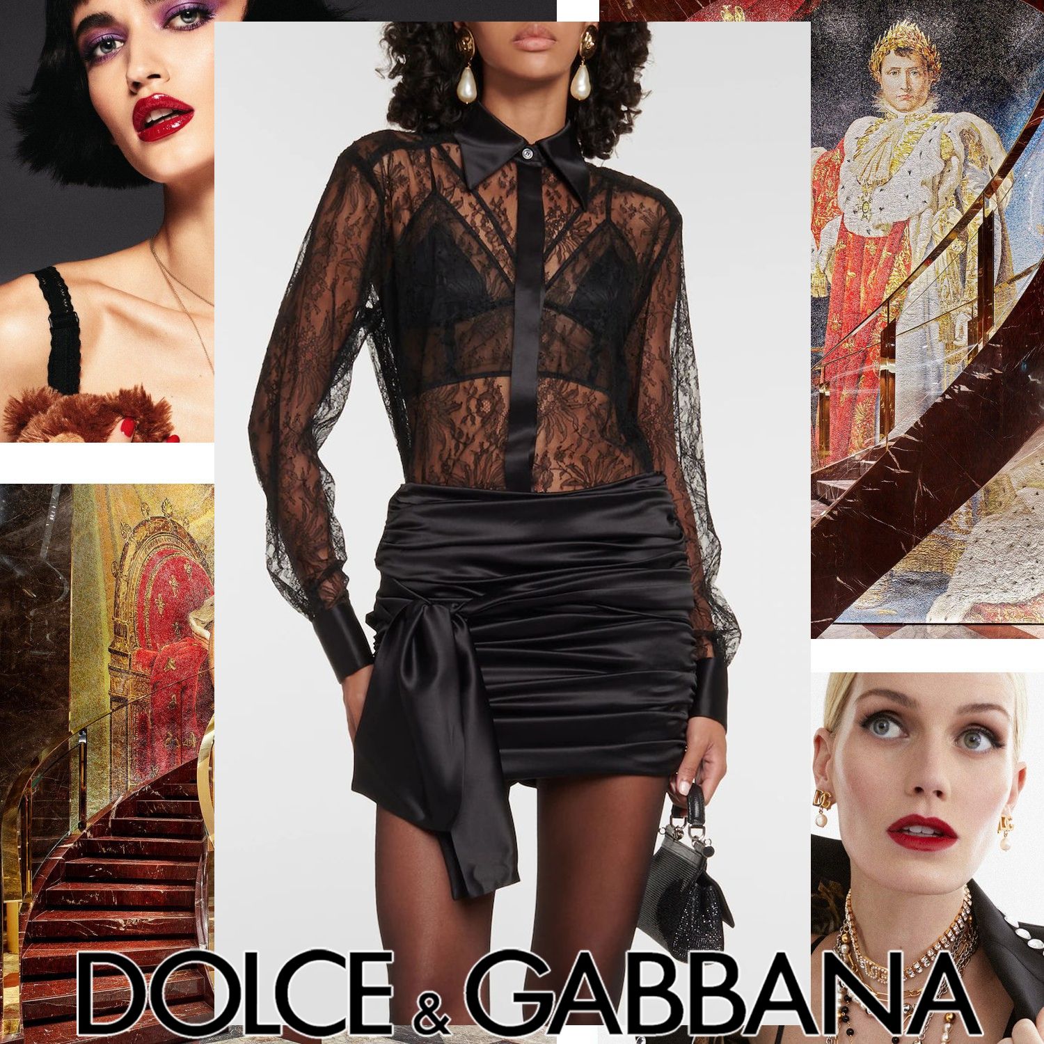 Dolce & Gabbana 黒 ドレープデザイン シルクドレス 38