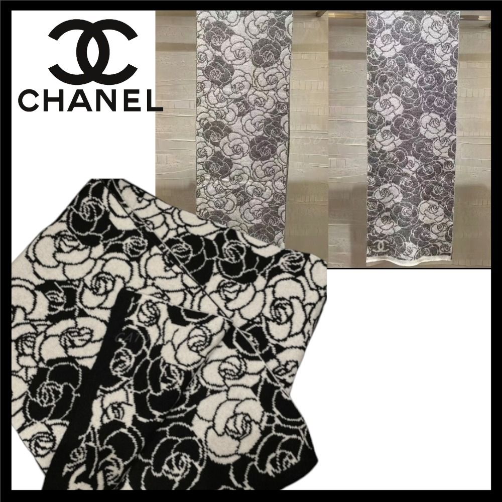 美しいカメリアデザイン!】シャネル☆ロゴ ストール フラワー (CHANEL