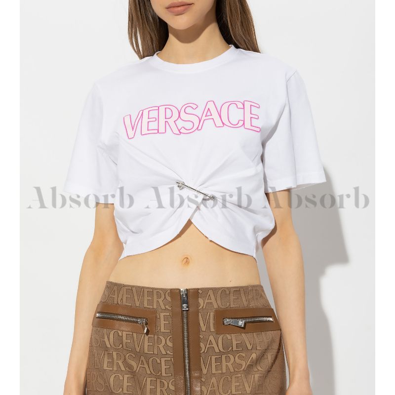 23AW NEW】VERSACE / セーフティピン クロップドTシャツ / 3色