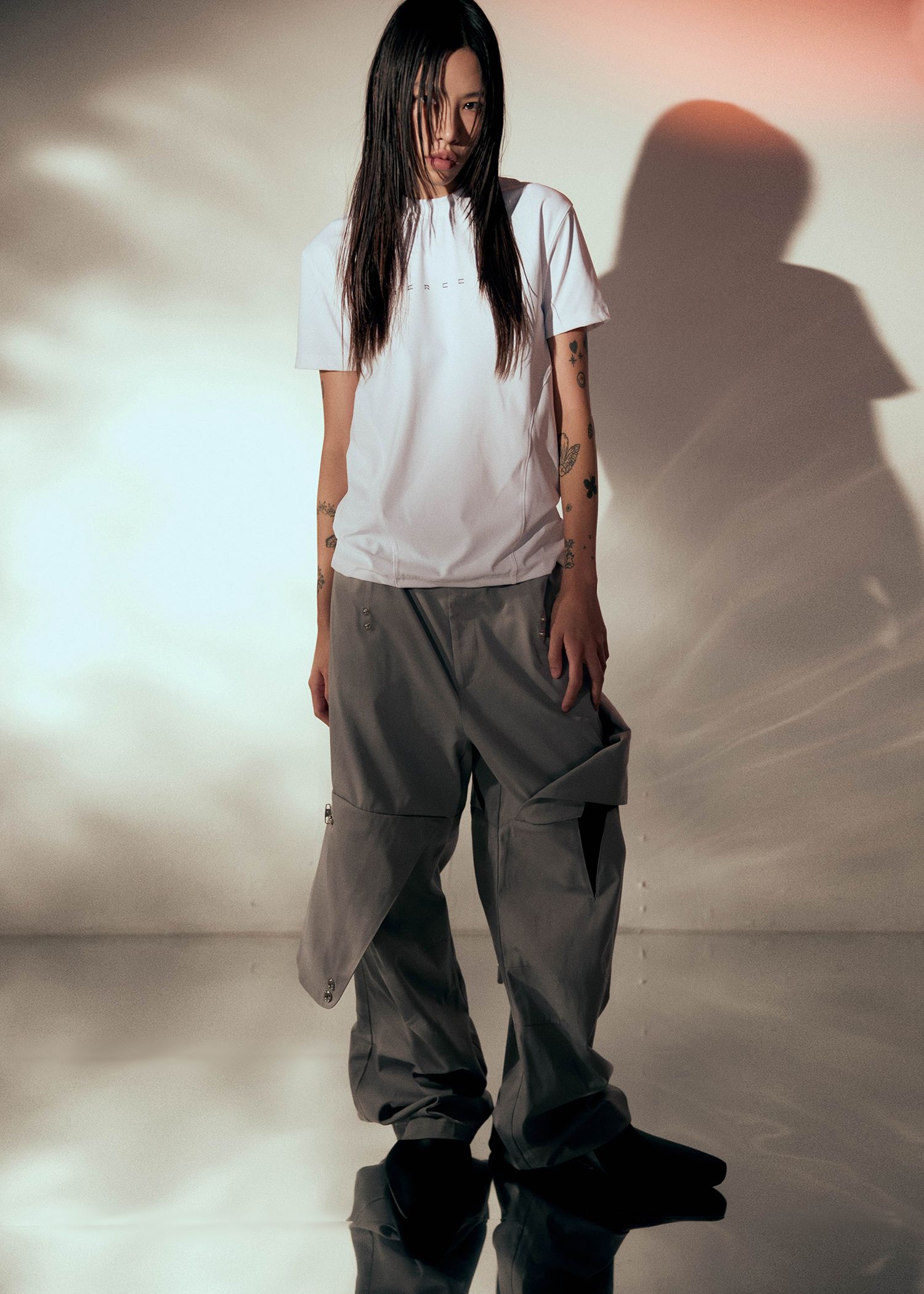 ●ANOTHERYOUTH● 003-23 line slim Tシャツ - white / unisex ○ANOTHERYOUTH○ 003-23 line slim Tシャツ - white / unisex