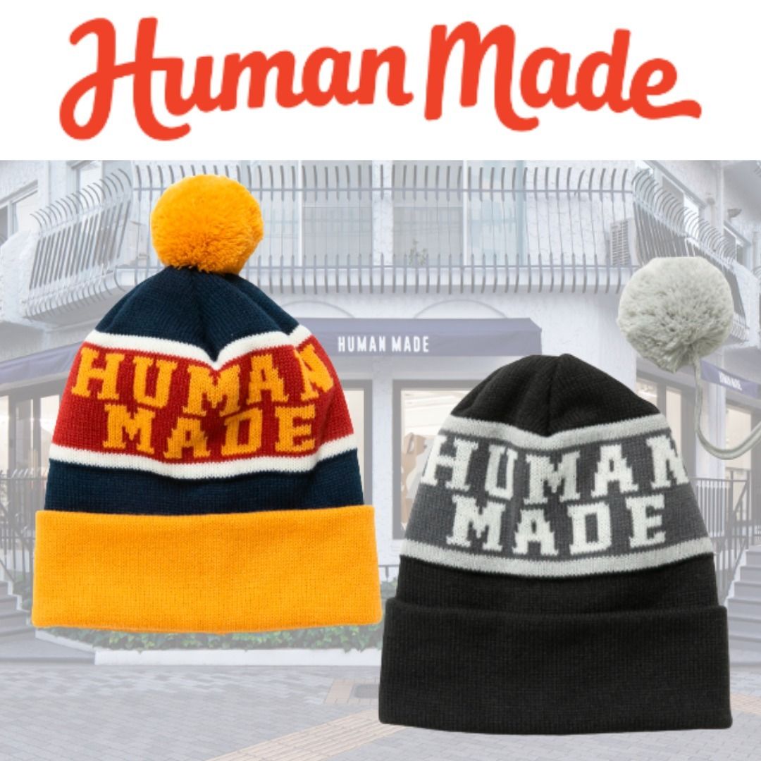 関税込【HUMAN MADE】ロゴポップ ビーニー ニット帽 ポンポン (HUMAN ...