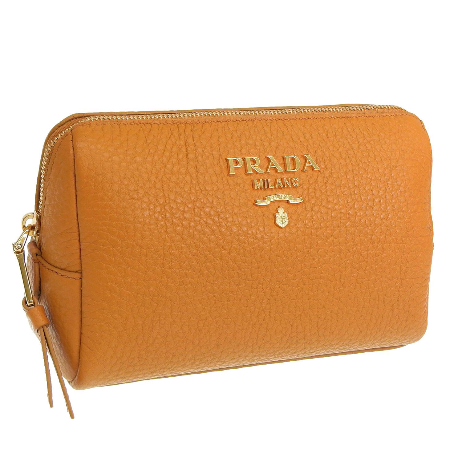 新素材新作 PRADA ポーチ【送料0/国内即発 レザー DAINO VITELLO プラダ バッグ