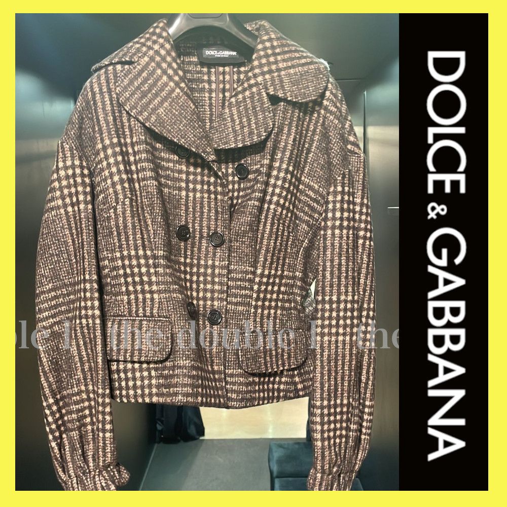 DOLCE & GABBANA アルパカ チェック ロングコート 46 ドルガバ