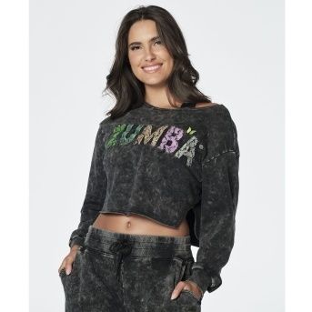 ☆国内発送 ズンバ Zumba Transform Crop Sweatshirt Bold Black