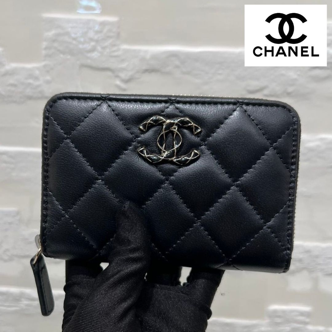 今だけの限定セール CHANEL】23AW☆シャネルコインケース ラムスキン ブラック 小物