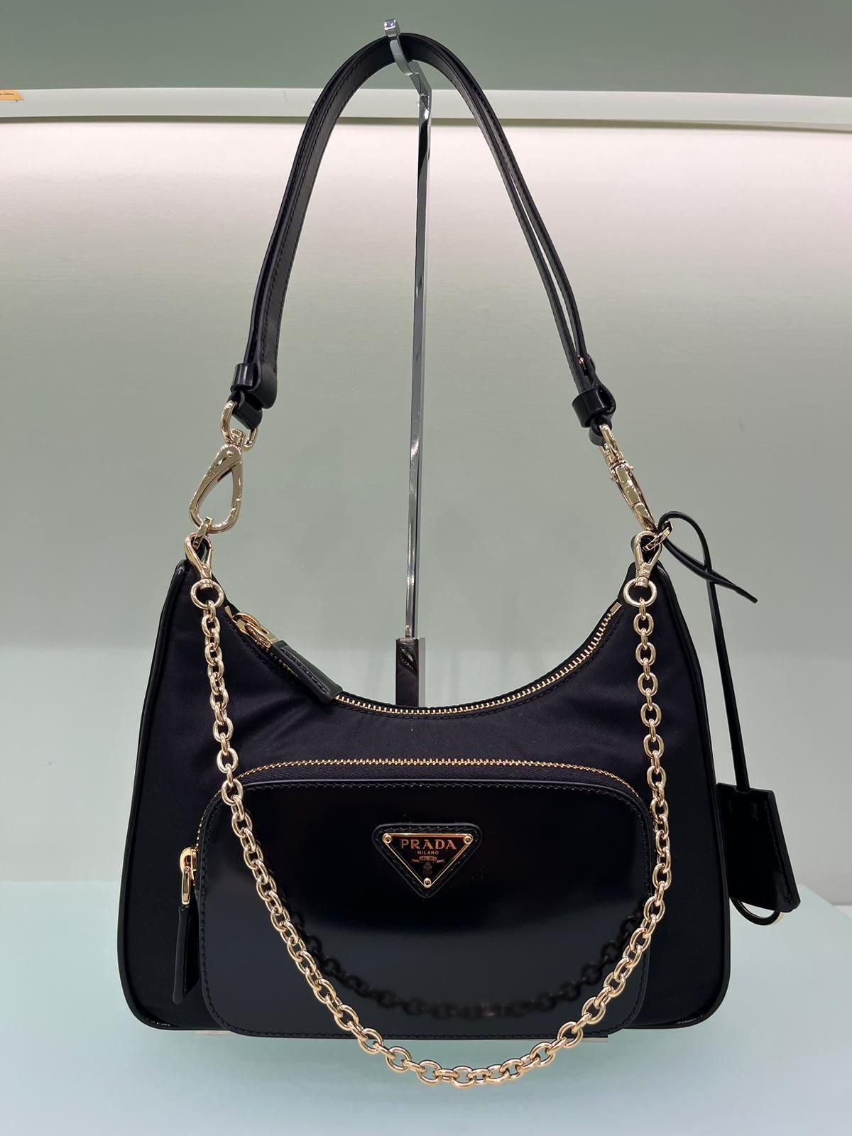 【関税込み】 ☆PRADA☆ RE-NYLON ブラッシュド ミニバッグ PRADA☆Re-Nylonブラッシュドレザーミニバッグ (PRADA