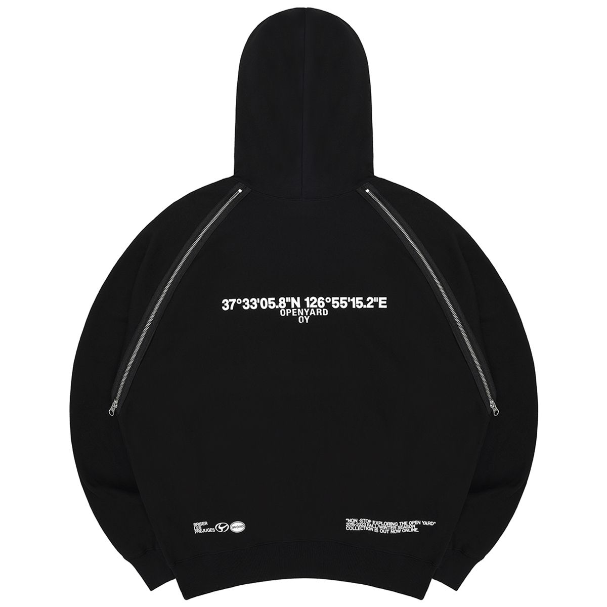 ★OY★W.L BACK ZIPPER RAGLAN HOODIE-BLACK★正規品/直送料込 ☆OY☆W.L BACK ZIPPER RAGLAN HOODIE-BLACK☆正規品/直送料込