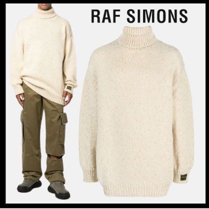 Raf Simons Jersey Turtleneck Top in Red & White | FWRD