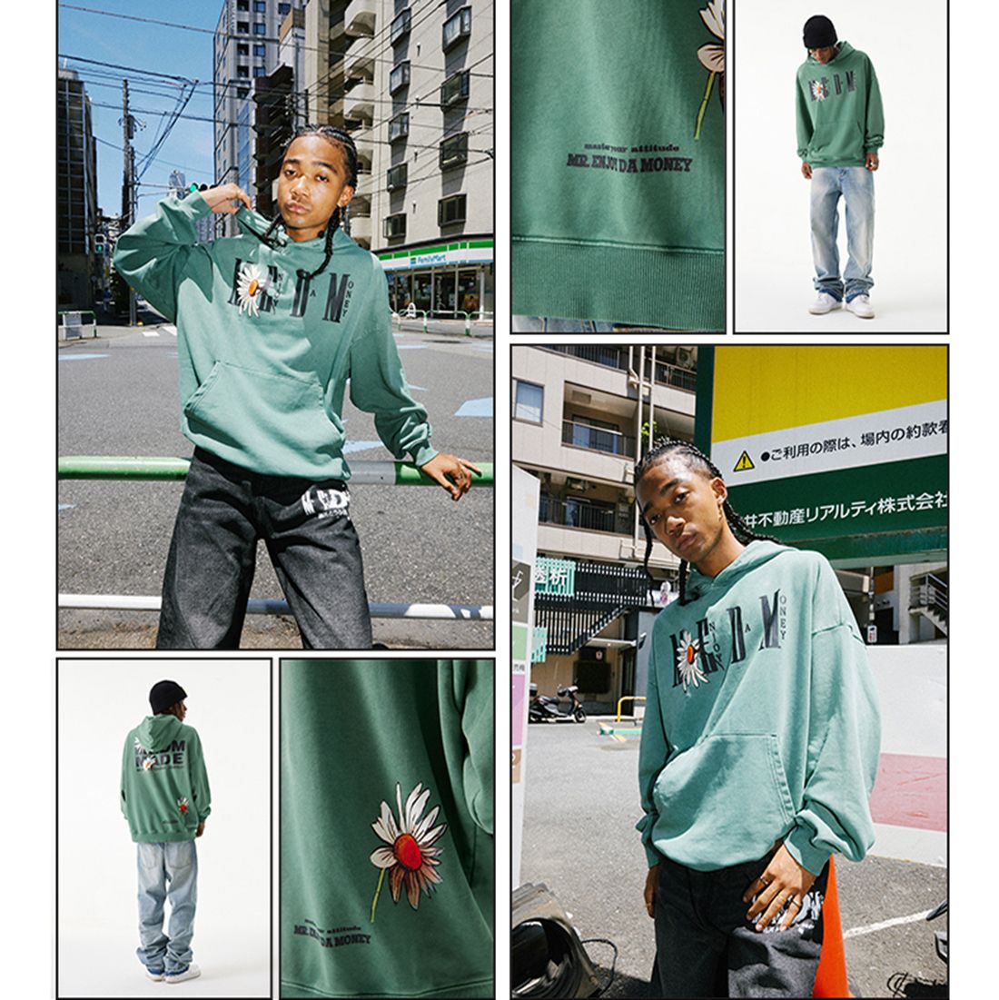 MR. ENJOY DA MONEY パーカー ロゴ 花柄 スウェット 男女兼用 MR. ENJOY DA MONEY パーカー ロゴ 花柄 スウェット 男女兼用