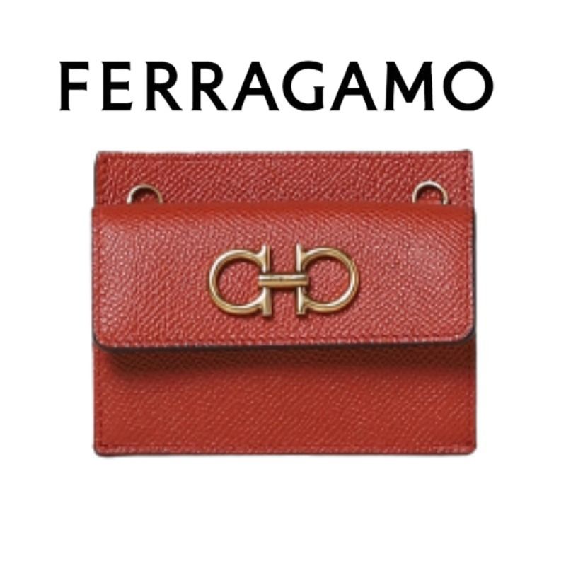 フェラガモ グレイン レザー クレジット カード ホルダー (FERRAGAMO
