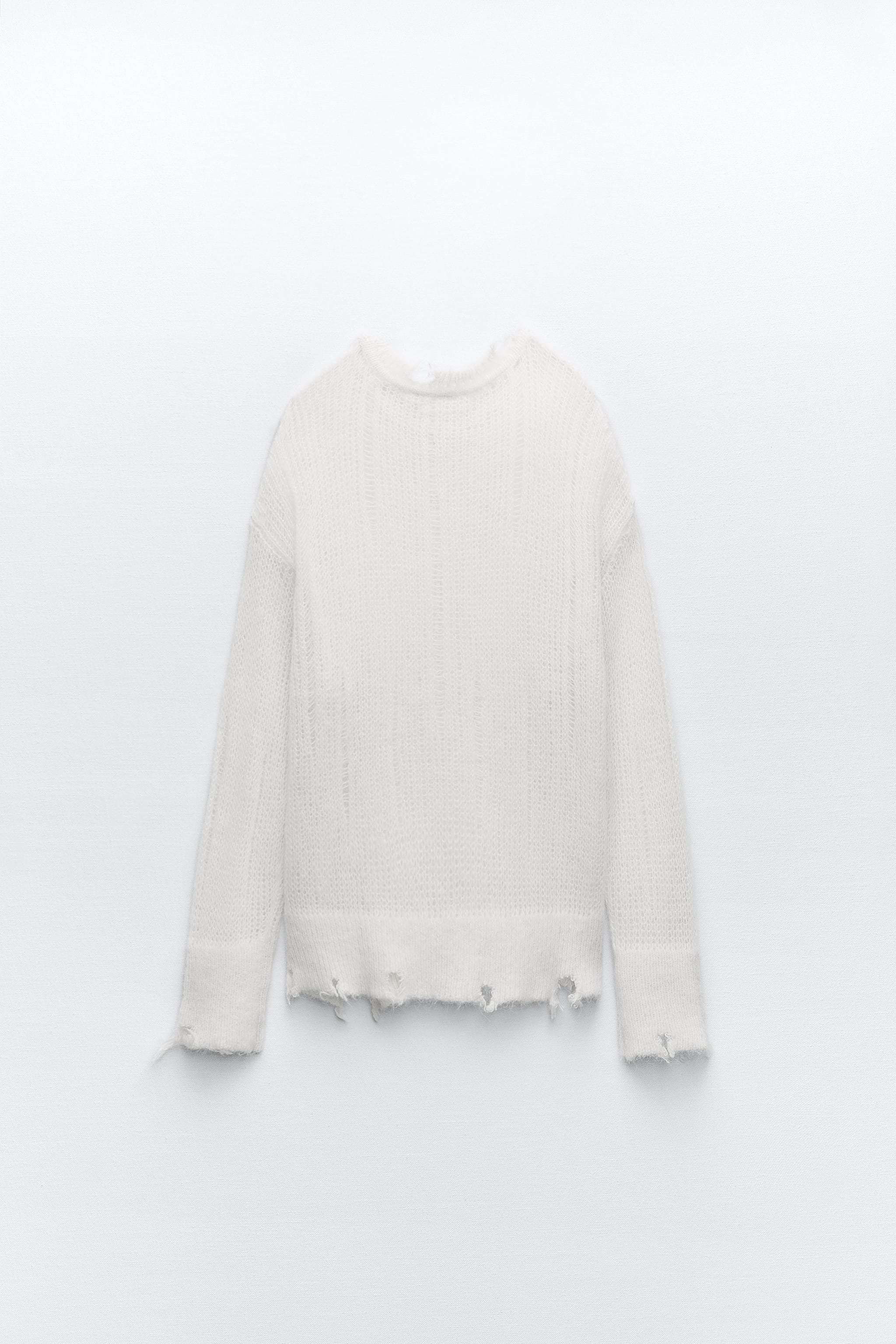 スピード発送ZARAアルパカウールブレンドダメージニットセーター (ZARA