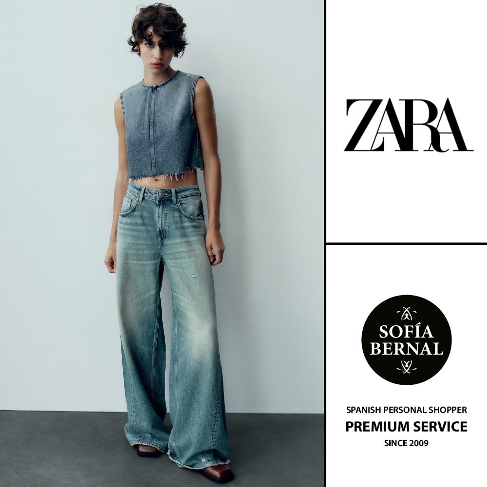 ZARA グリーンデニムパンツ　32