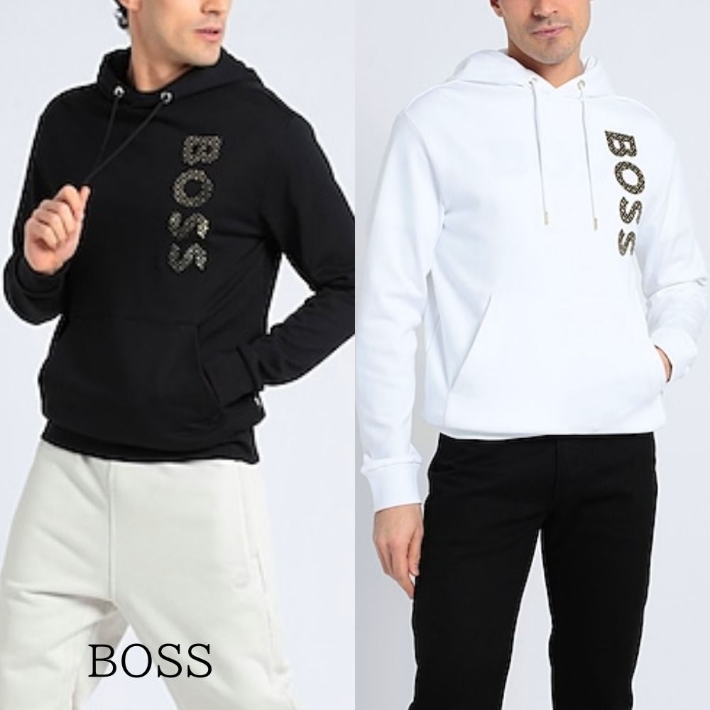 【美品】HUGO BOSS ロゴスウェットパーカー　ブラック　M 綿　フーディー